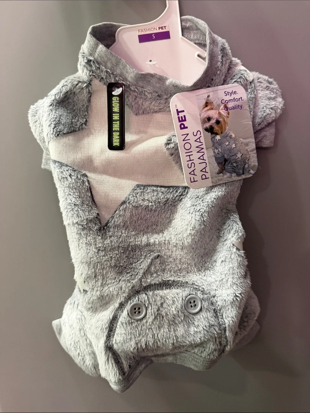 Gray Star Plush Pajamas for Dogs